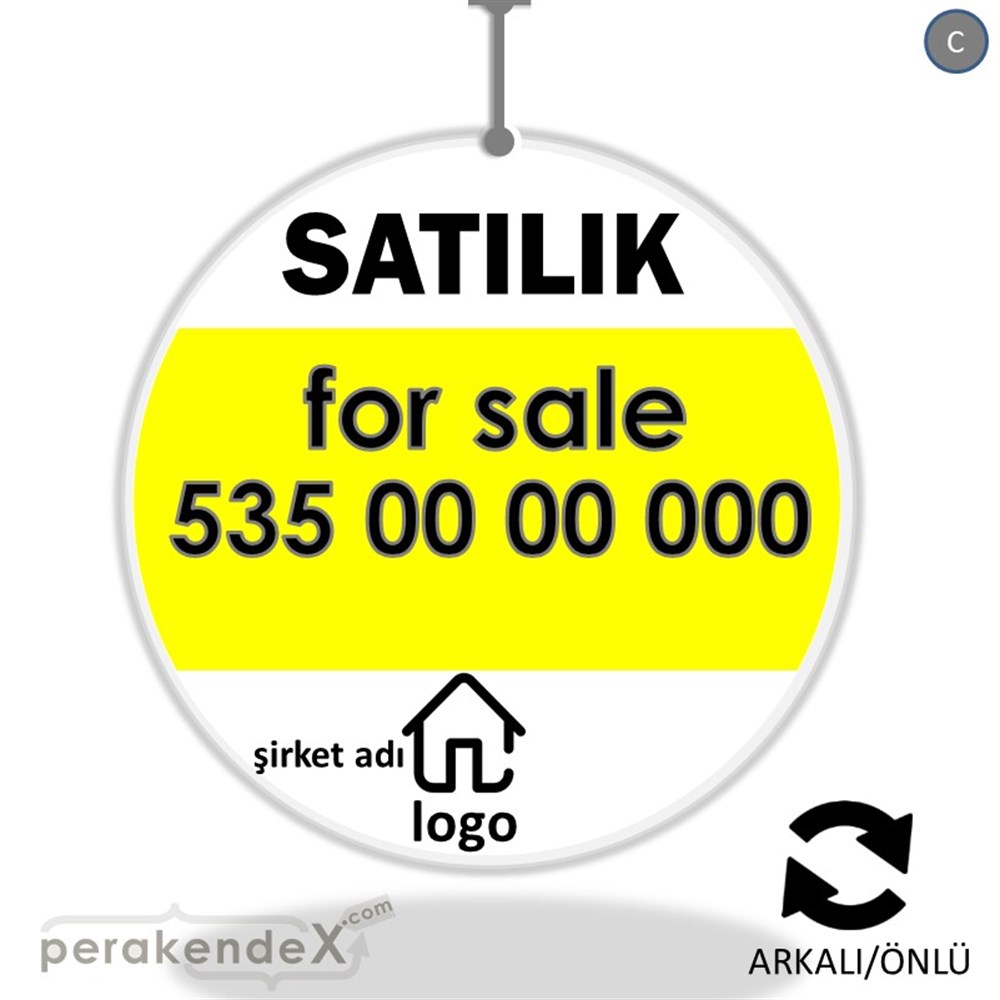 Satılık Yazısı 003 DÖNKART -oval,çift yön baskıdön-kart