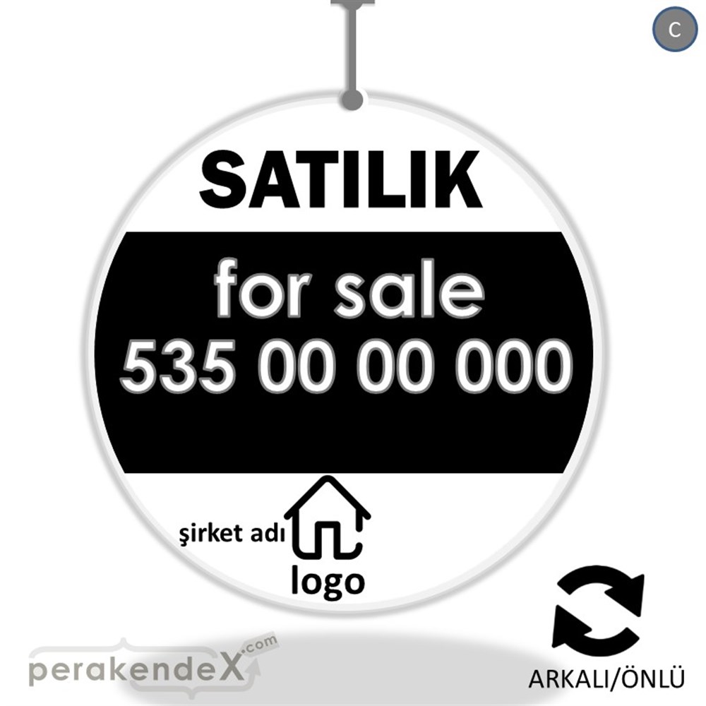 Satılık Yazısı 003 DÖNKART -oval,çift yön baskıdön-kart