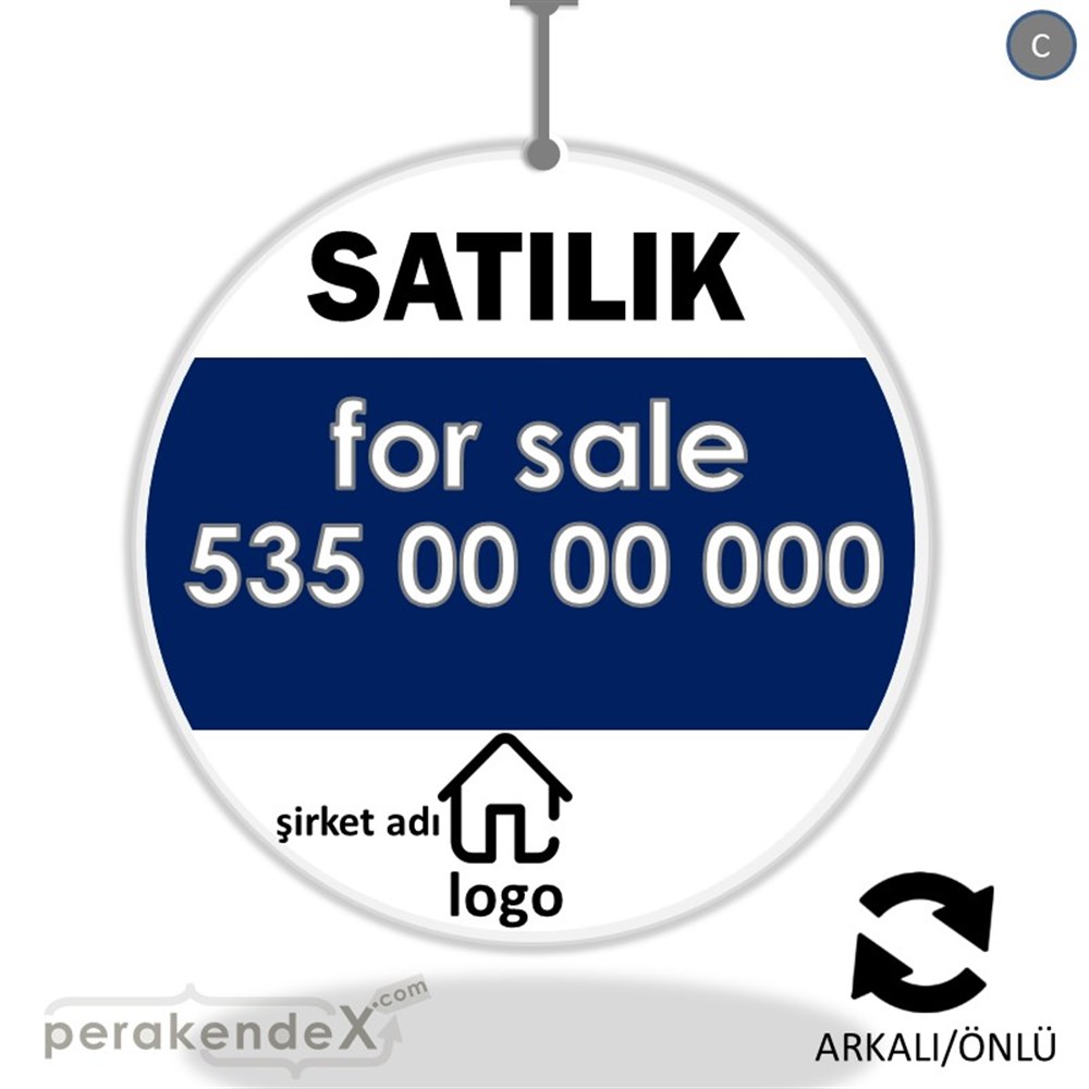 Satılık Yazısı 003 DÖNKART -oval,çift yön baskıdön-kart
