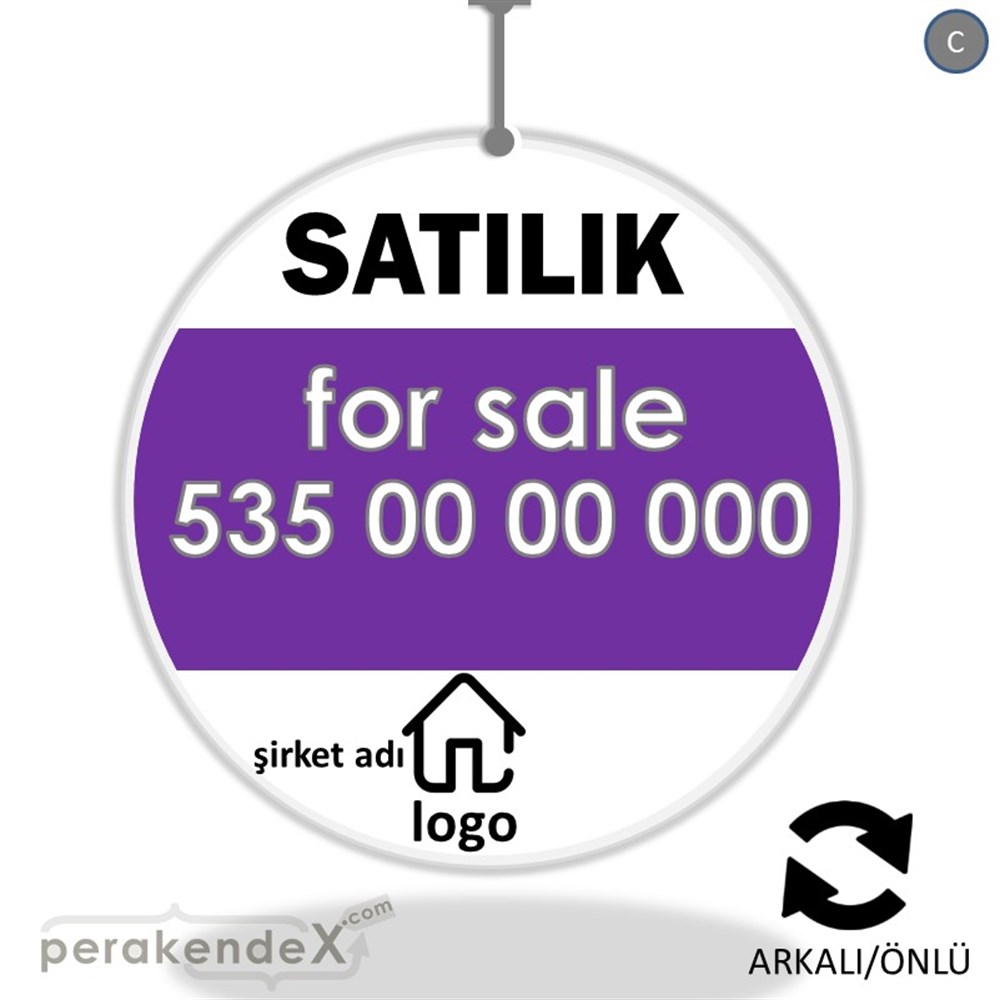 Satılık Yazısı 003 DÖNKART -oval,çift yön baskıdön-kart