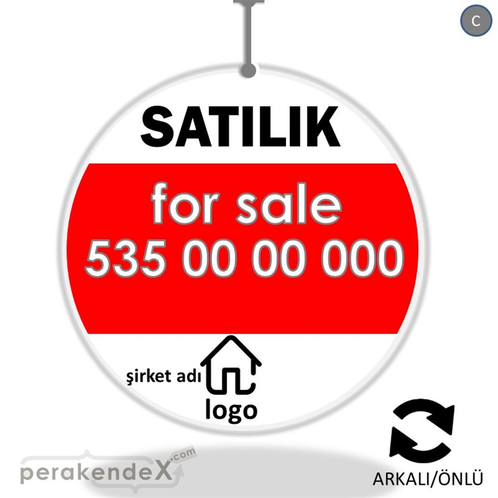 Satılık Yazısı 003 DÖNKART -oval,çift yön baskıdön-kart