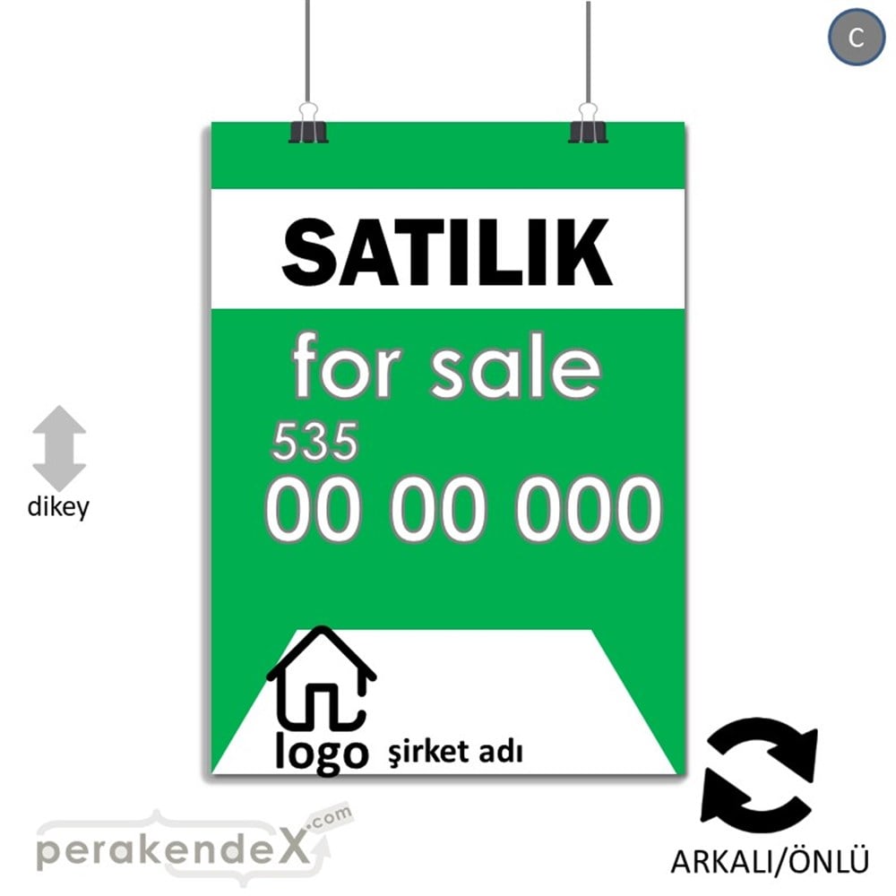 Satılık Yazısı 003 KAĞIT POSTER,  AFİŞ -dikdörtgen,çift yön baskıkağıt poster,  afiş