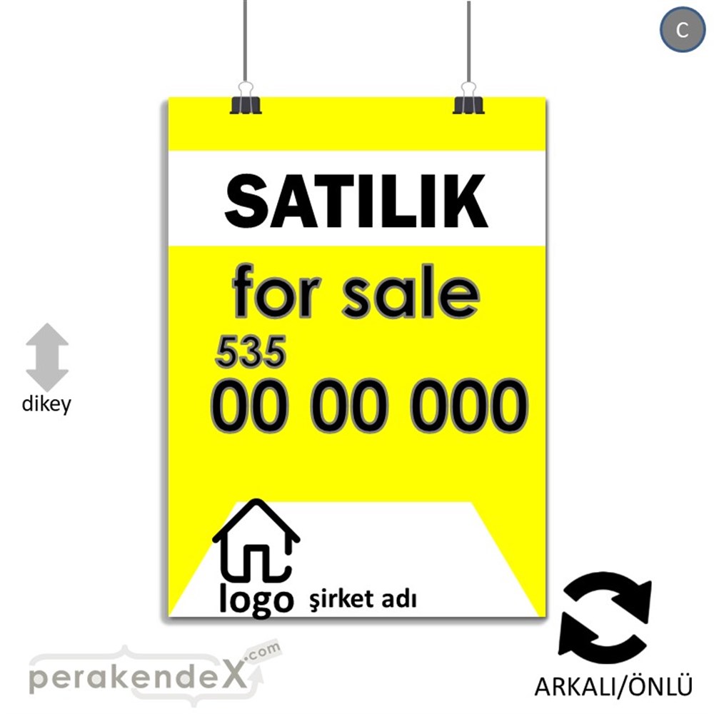 Satılık Yazısı 003 KAĞIT POSTER,  AFİŞ -dikdörtgen,çift yön baskıkağıt poster,  afiş