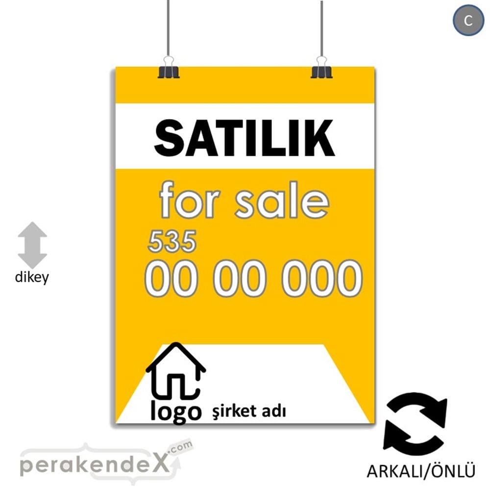 Satılık Yazısı 003 KAĞIT POSTER,  AFİŞ -dikdörtgen,çift yön baskıkağıt poster,  afiş