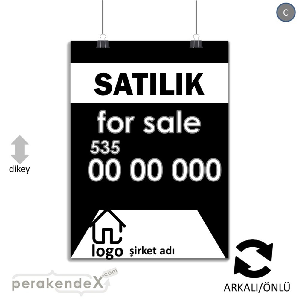 Satılık Yazısı 003 KAĞIT POSTER,  AFİŞ -dikdörtgen,çift yön baskıkağıt poster,  afiş