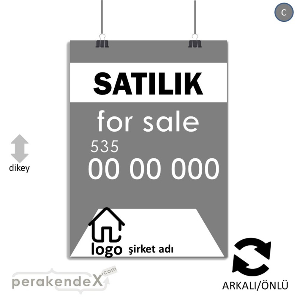 Satılık Yazısı 003 KAĞIT POSTER,  AFİŞ -dikdörtgen,çift yön baskıkağıt poster,  afiş