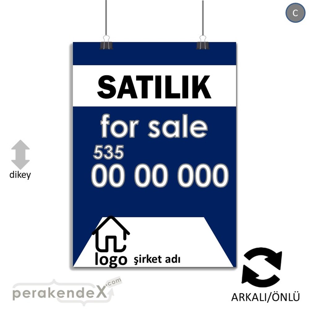 Satılık Yazısı 003 KAĞIT POSTER,  AFİŞ -dikdörtgen,çift yön baskıkağıt poster,  afiş