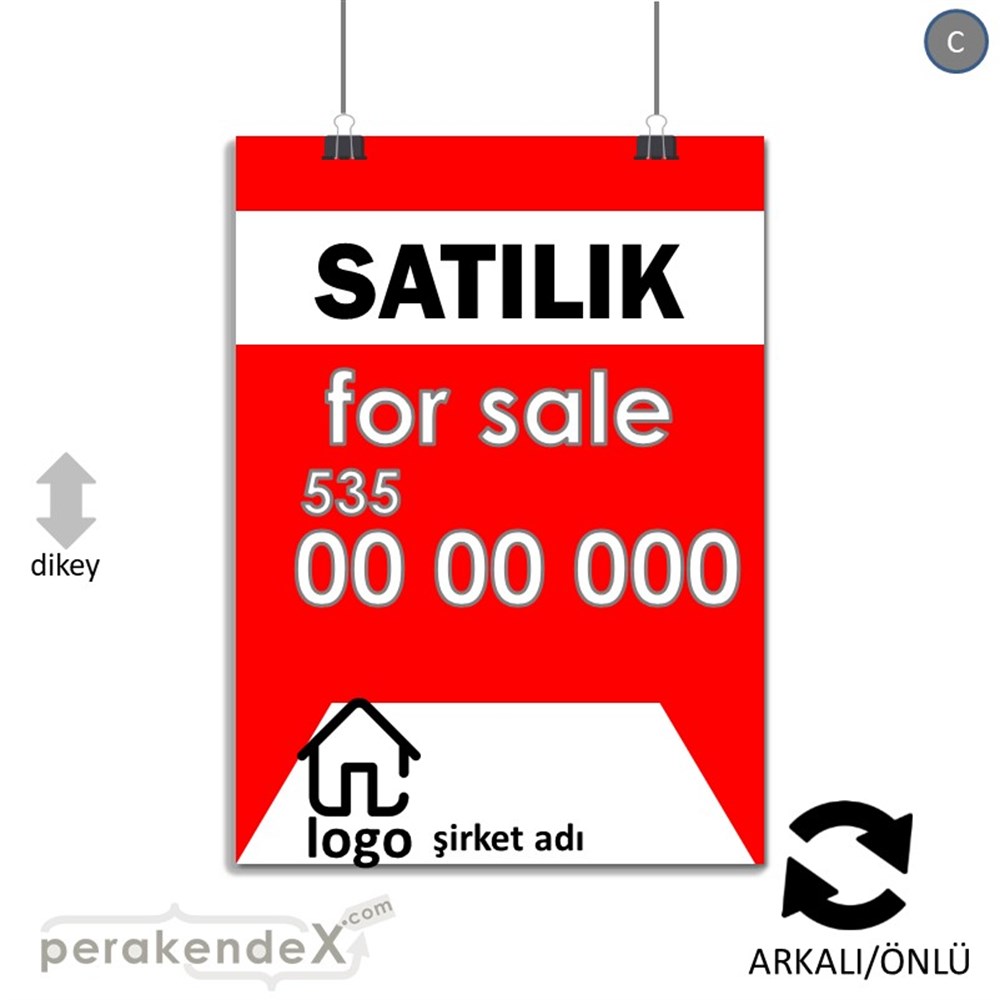 Satılık Yazısı 003 KAĞIT POSTER,  AFİŞ -dikdörtgen,çift yön baskıkağıt poster,  afiş