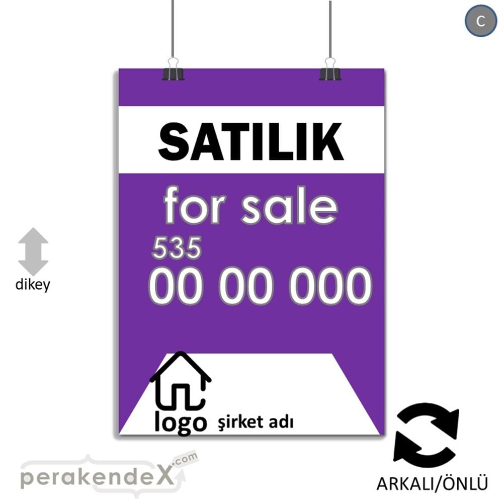 Satılık Yazısı 003 KAĞIT POSTER,  AFİŞ -dikdörtgen,çift yön baskıkağıt poster,  afiş