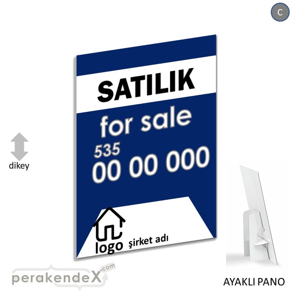 Satılık Yazısı 003 KARTON AYAKLI POSTER,  PANO -dikdörtgen,tek yön baskıkarton ayaklı poster,  pano