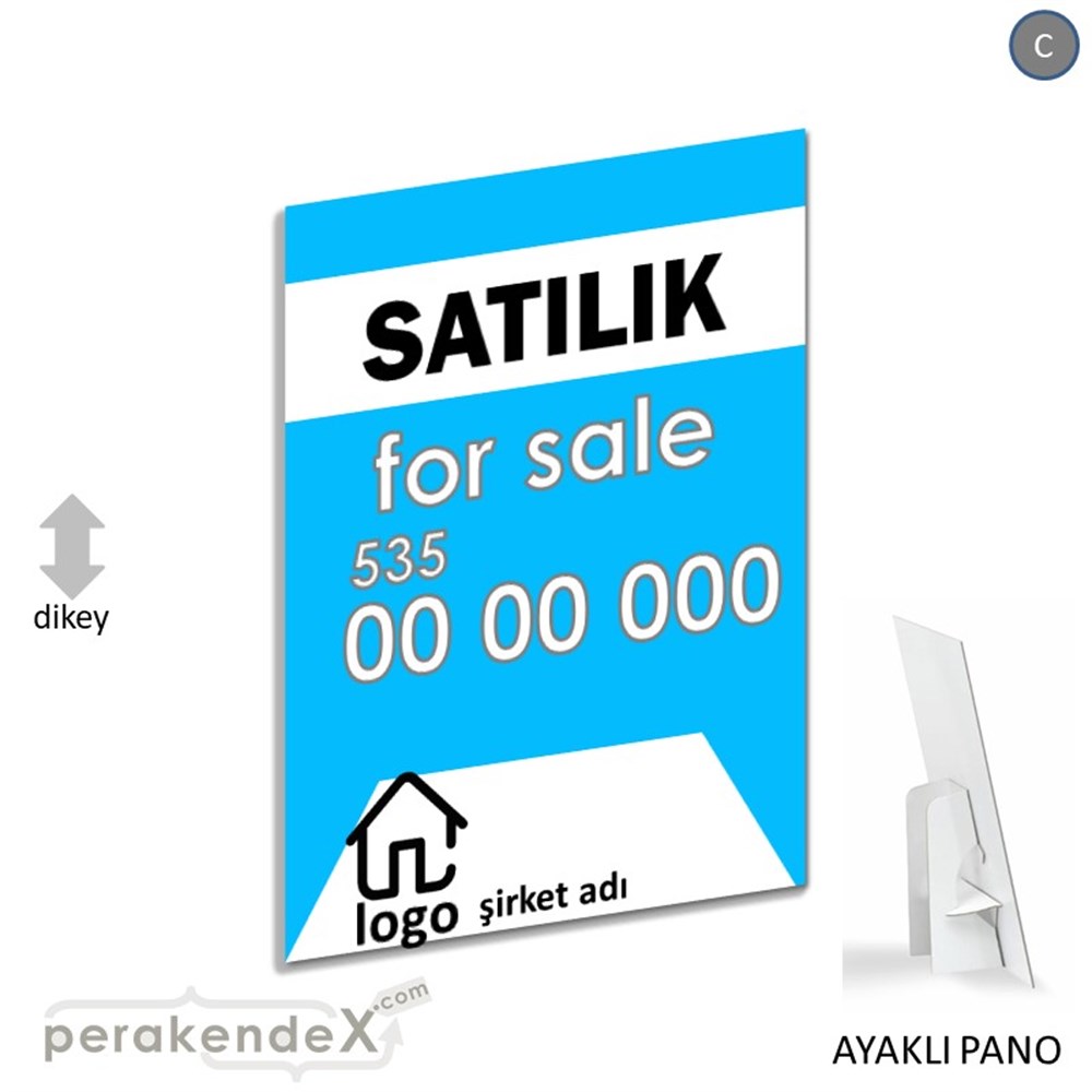 Satılık Yazısı 003 KARTON AYAKLI POSTER,  PANO -dikdörtgen,tek yön baskıkarton ayaklı poster,  pano