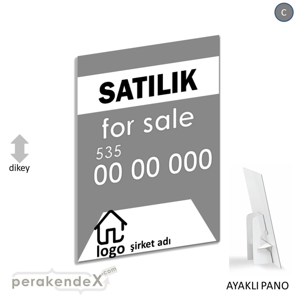 Satılık Yazısı 003 KARTON AYAKLI POSTER,  PANO -dikdörtgen,tek yön baskıkarton ayaklı poster,  pano
