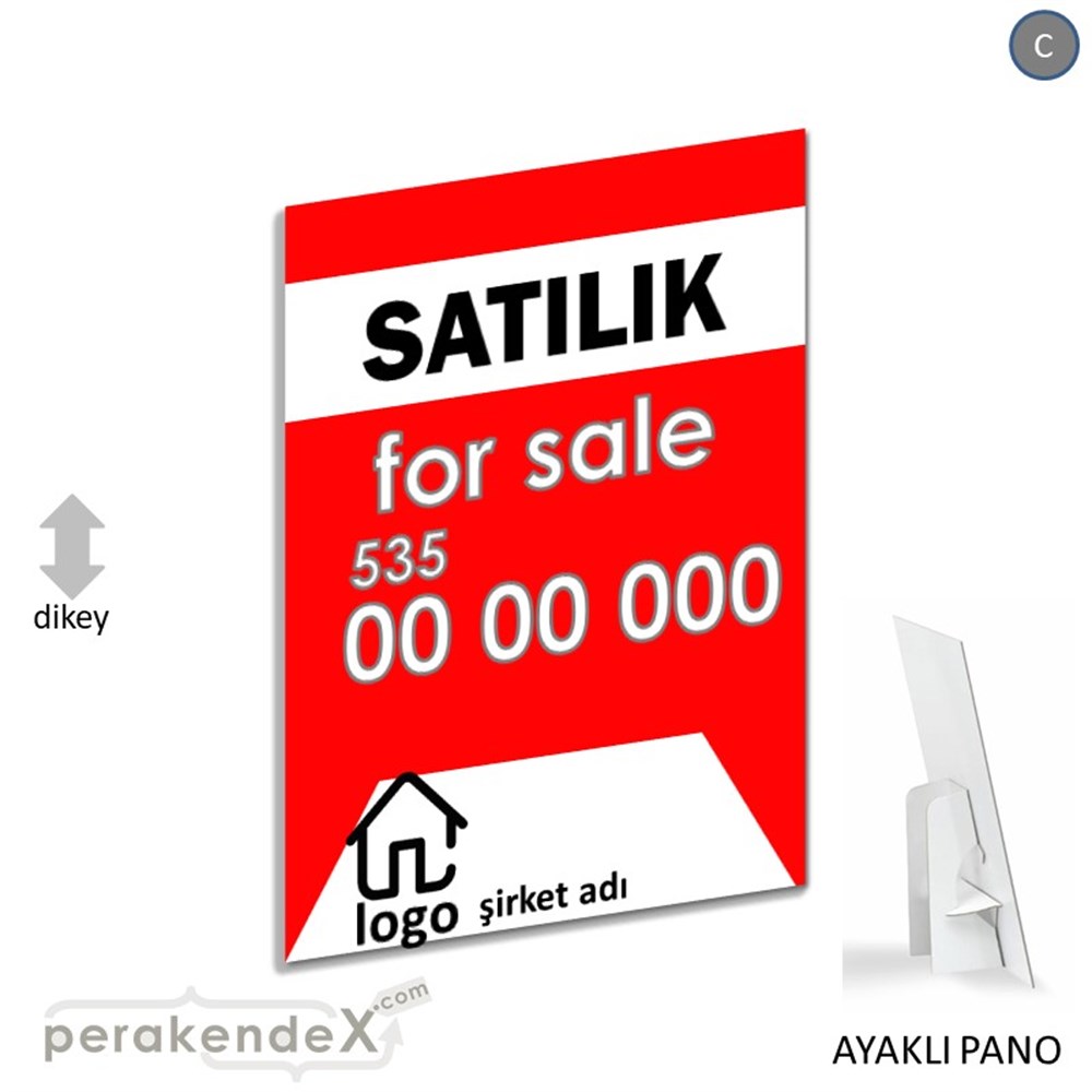 Satılık Yazısı 003 KARTON AYAKLI POSTER,  PANO -dikdörtgen,tek yön baskıkarton ayaklı poster,  pano
