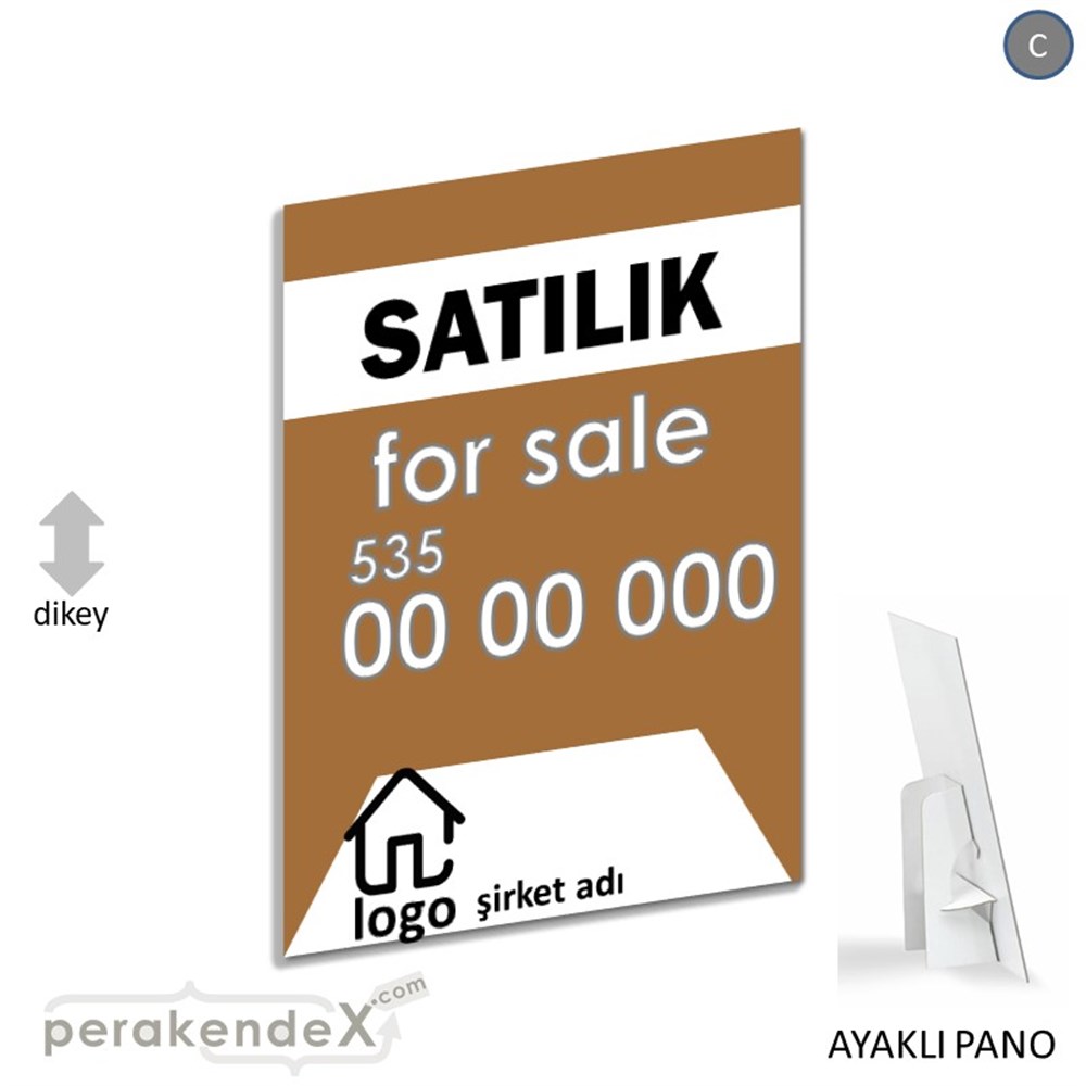 Satılık Yazısı 003 KARTON AYAKLI POSTER,  PANO -dikdörtgen,tek yön baskıkarton ayaklı poster,  pano