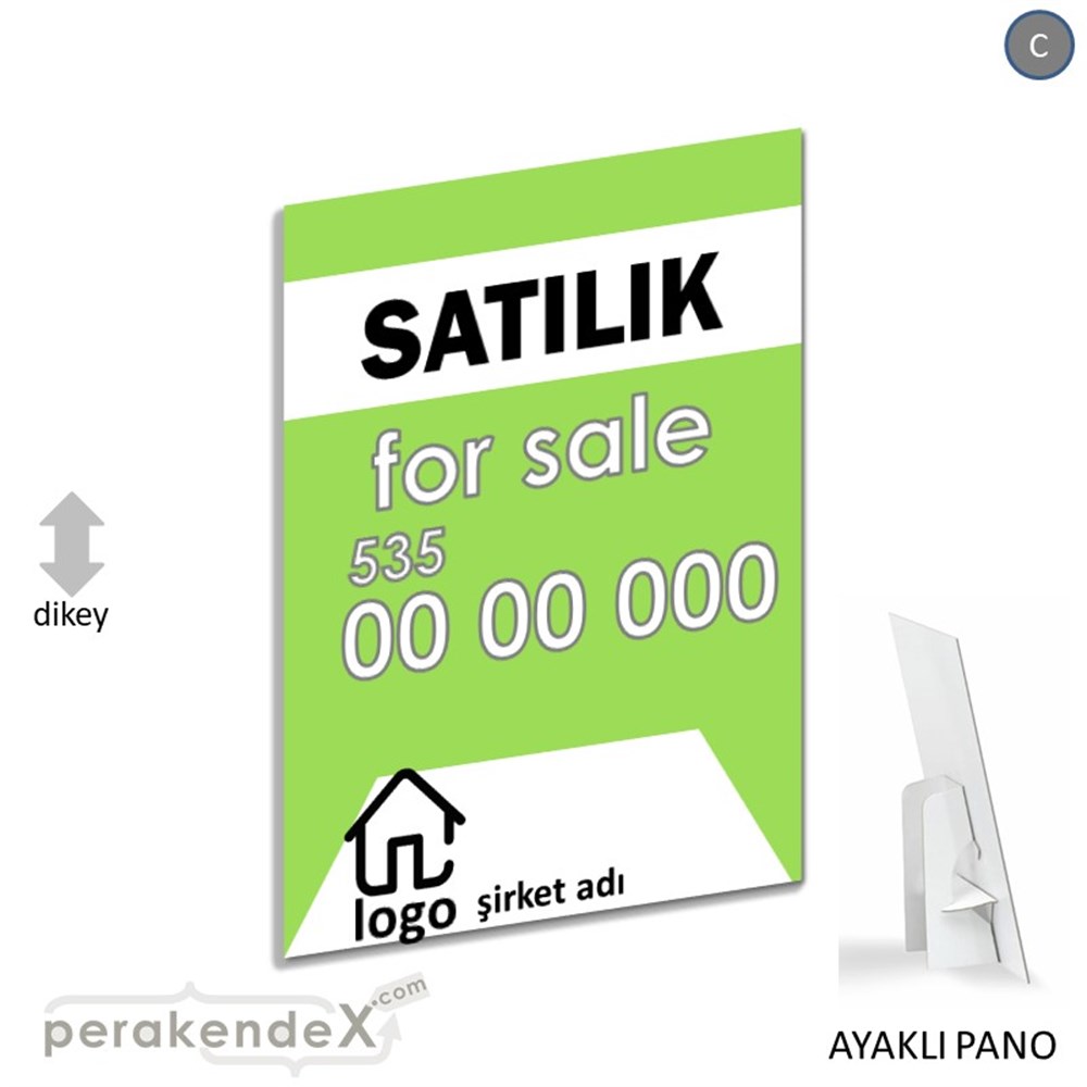 Satılık Yazısı 003 KARTON AYAKLI POSTER,  PANO -dikdörtgen,tek yön baskıkarton ayaklı poster,  pano