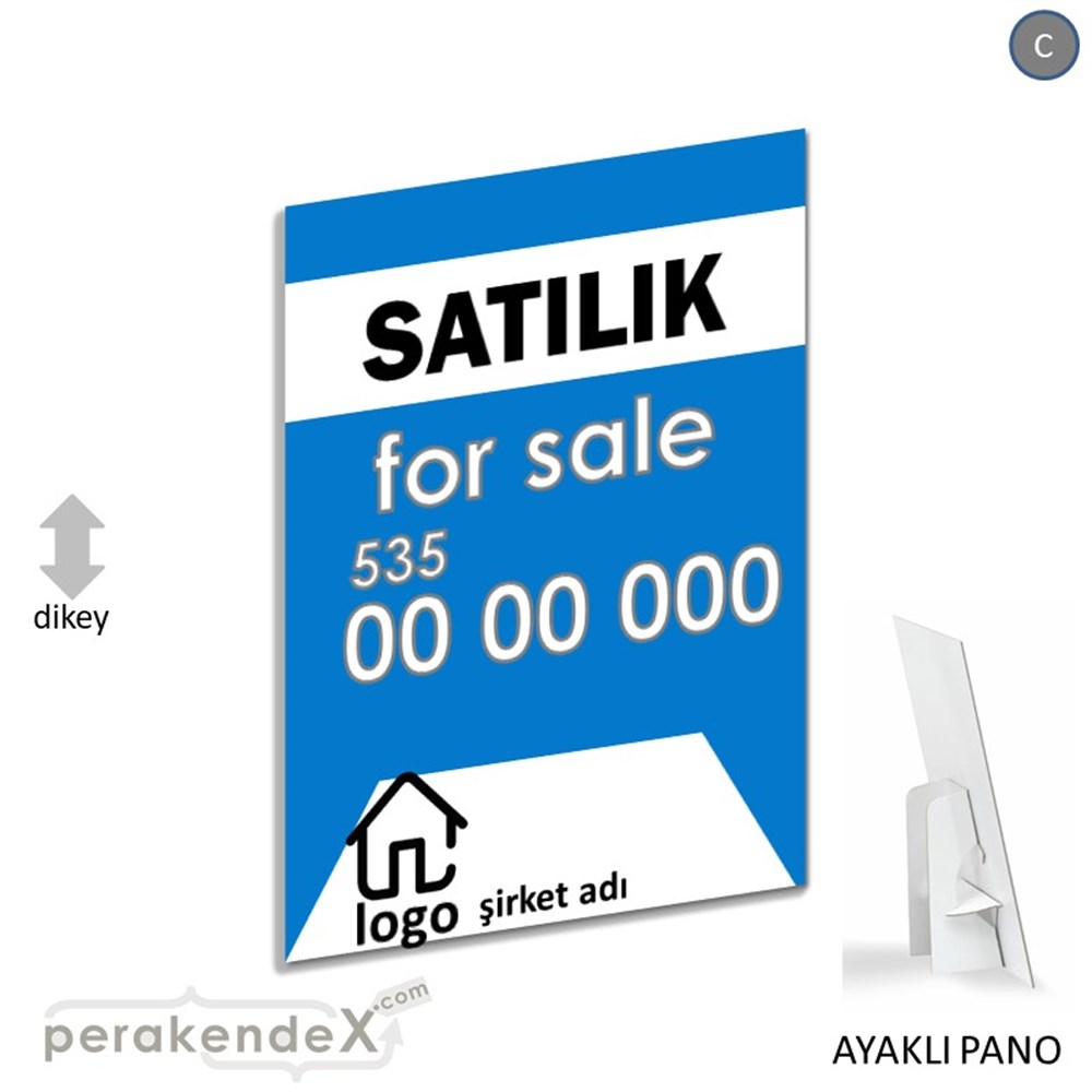 Satılık Yazısı 003 KARTON AYAKLI POSTER,  PANO -dikdörtgen,tek yön baskıkarton ayaklı poster,  pano