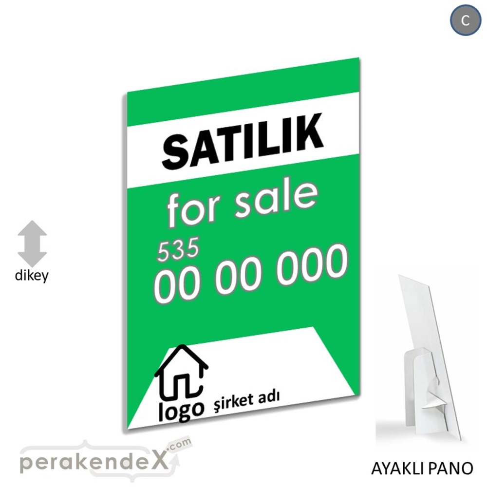 Satılık Yazısı 003 KARTON AYAKLI POSTER,  PANO -dikdörtgen,tek yön baskıkarton ayaklı poster,  pano