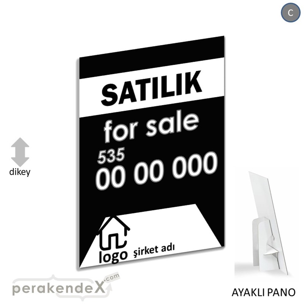 Satılık Yazısı 003 KARTON AYAKLI POSTER,  PANO -dikdörtgen,tek yön baskıkarton ayaklı poster,  pano
