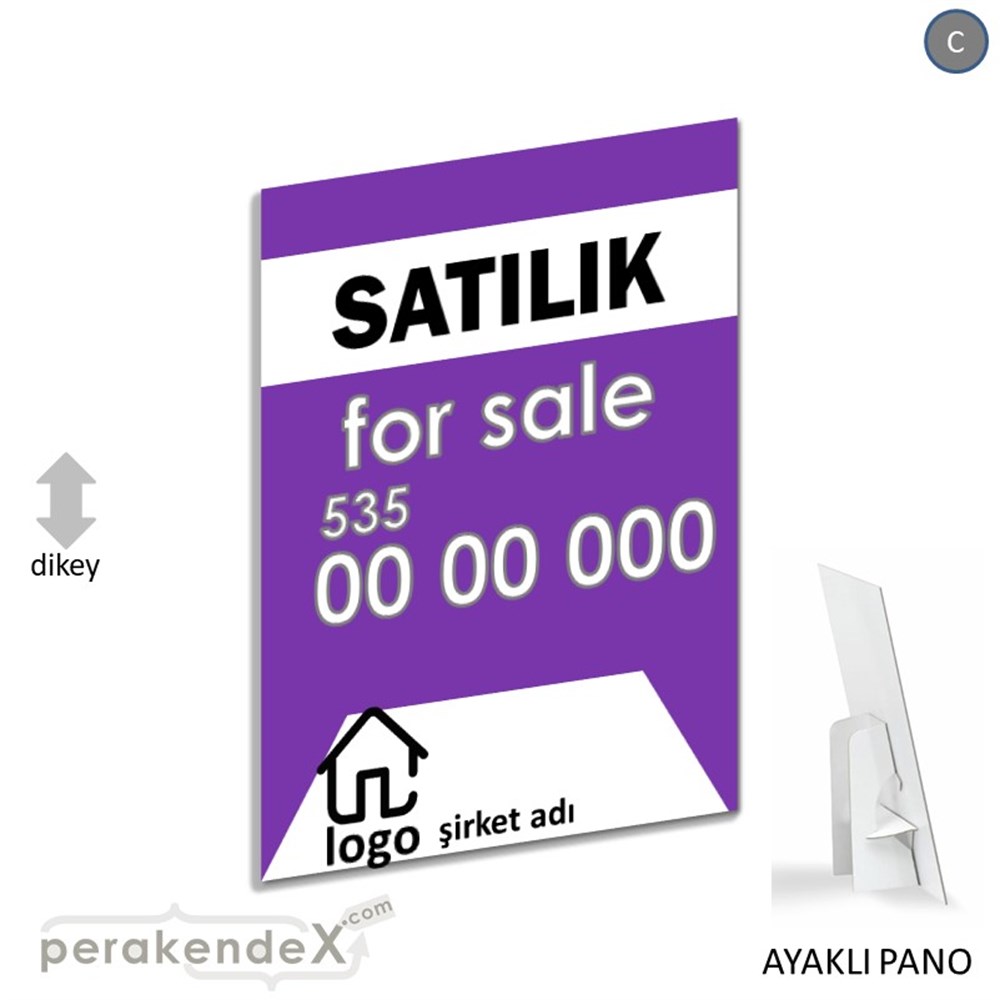 Satılık Yazısı 003 KARTON AYAKLI POSTER,  PANO -dikdörtgen,tek yön baskıkarton ayaklı poster,  pano