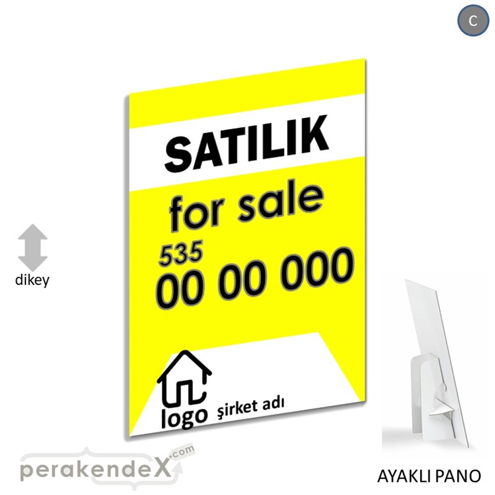 Satılık Yazısı 003 KARTON AYAKLI POSTER,  PANO -dikdörtgen,tek yön baskıkarton ayaklı poster,  pano