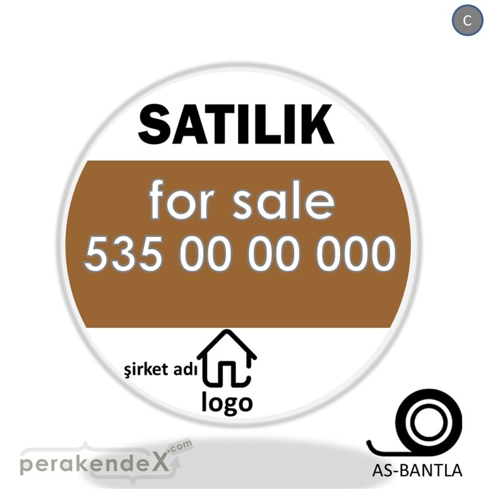 Satılık Yazısı 003 SERT PLASTİK POSTER,  AFİŞ -oval,tek yön baskısert plastik poster,  afiş