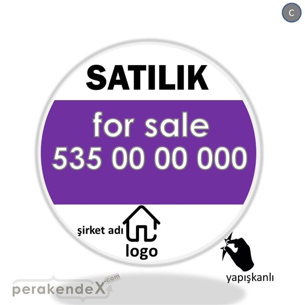 Satılık Yazısı 003 VİTRİN - CAM FOLYO,  VİNİL -oval,tek yön baskıvitrin - cam folyo,  vinil