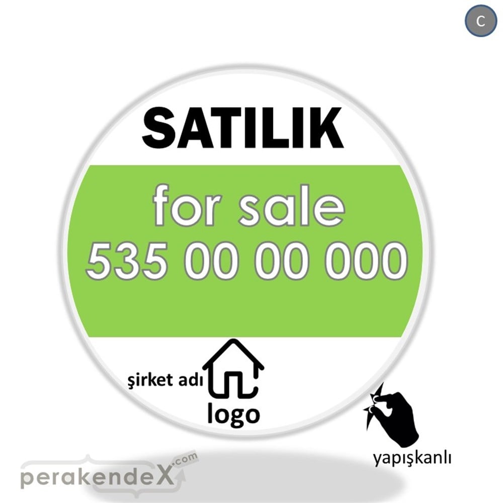 Satılık Yazısı 003 VİTRİN - CAM FOLYO,  VİNİL -oval,tek yön baskıvitrin - cam folyo,  vinil