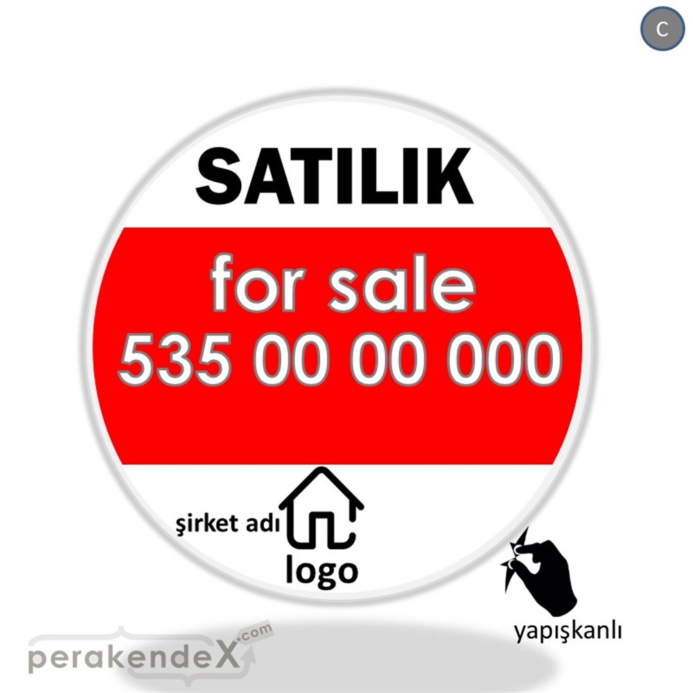 Satılık Yazısı 003 VİTRİN - CAM FOLYO,  VİNİL -oval,tek yön baskıvitrin - cam folyo,  vinil