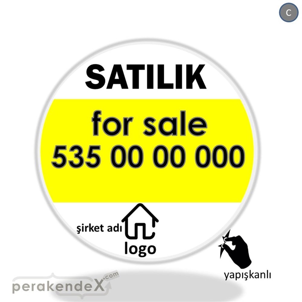 Satılık Yazısı 003 VİTRİN - CAM FOLYO,  VİNİL -oval,tek yön baskıvitrin - cam folyo,  vinil