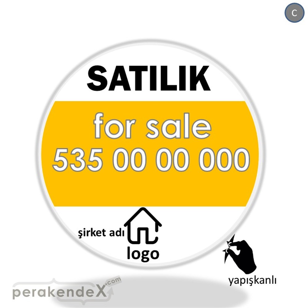 Satılık Yazısı 003 VİTRİN - CAM FOLYO,  VİNİL -oval,tek yön baskıvitrin - cam folyo,  vinil