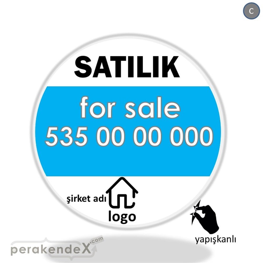 Satılık Yazısı 003 VİTRİN - CAM FOLYO,  VİNİL -oval,tek yön baskıvitrin - cam folyo,  vinil