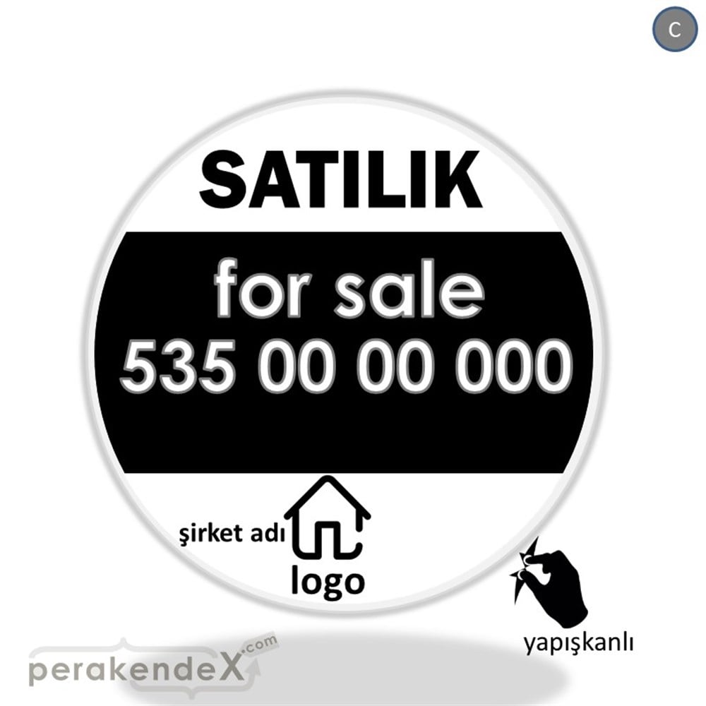 Satılık Yazısı 003 VİTRİN - CAM FOLYO,  VİNİL -oval,tek yön baskıvitrin - cam folyo,  vinil