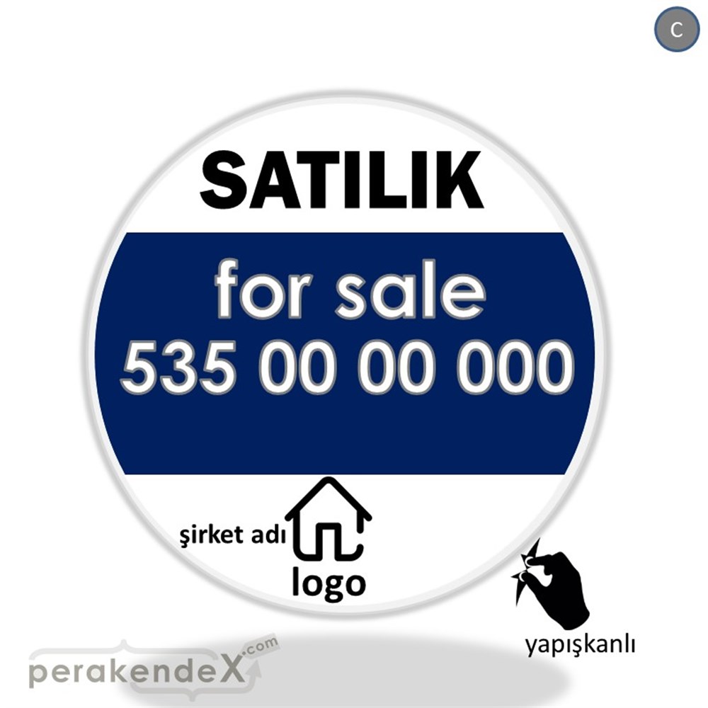 Satılık Yazısı 003 VİTRİN - CAM FOLYO,  VİNİL -oval,tek yön baskıvitrin - cam folyo,  vinil