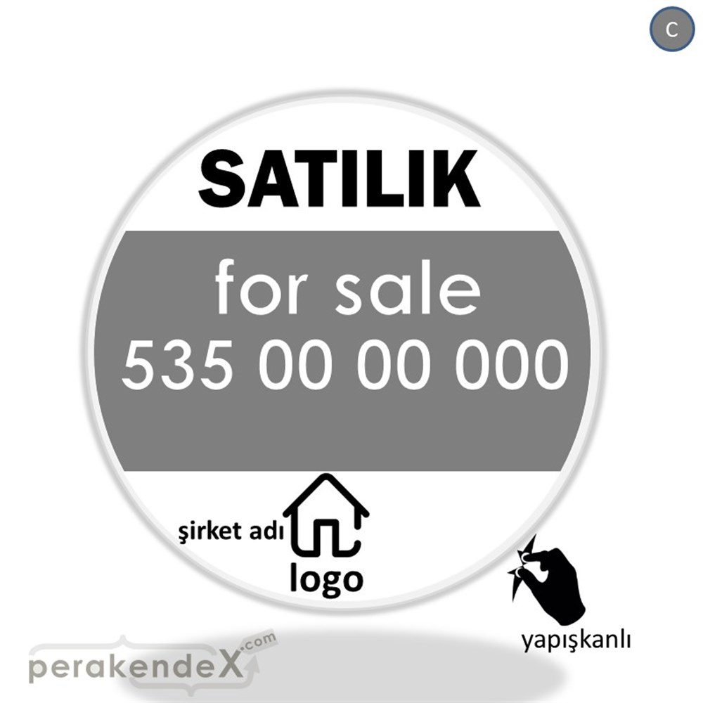 Satılık Yazısı 003 VİTRİN - CAM FOLYO,  VİNİL -oval,tek yön baskıvitrin - cam folyo,  vinil