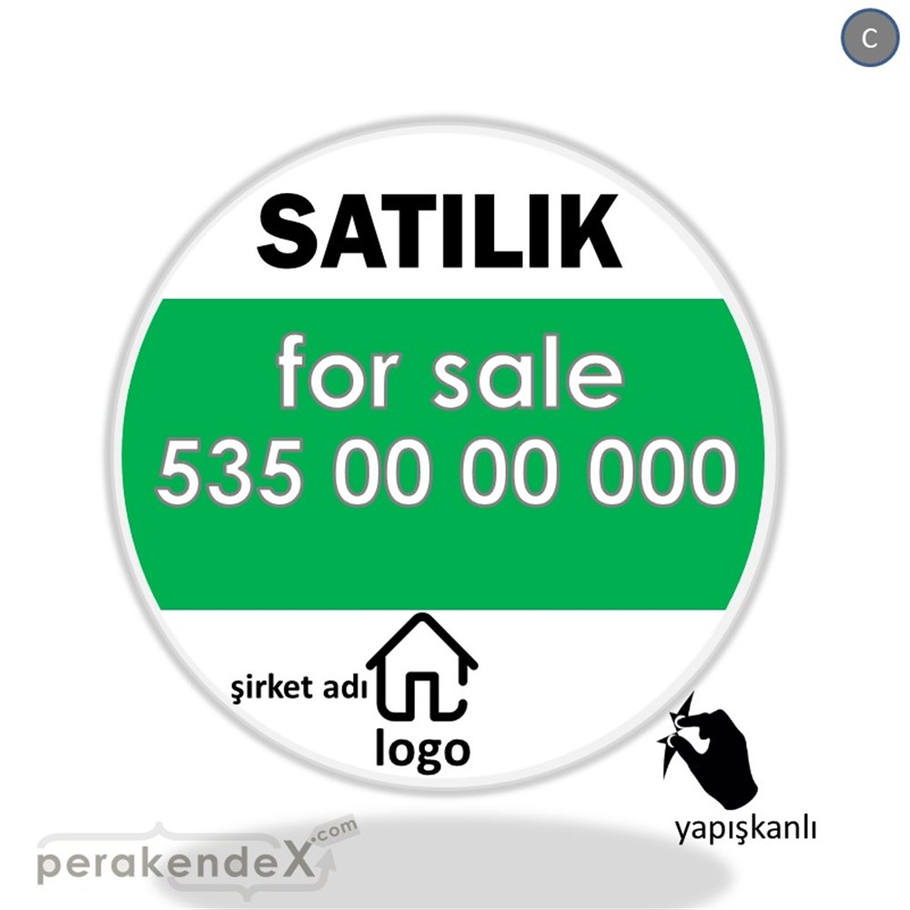 Satılık Yazısı 003 VİTRİN - CAM FOLYO,  VİNİL -oval,tek yön baskıvitrin - cam folyo,  vinil