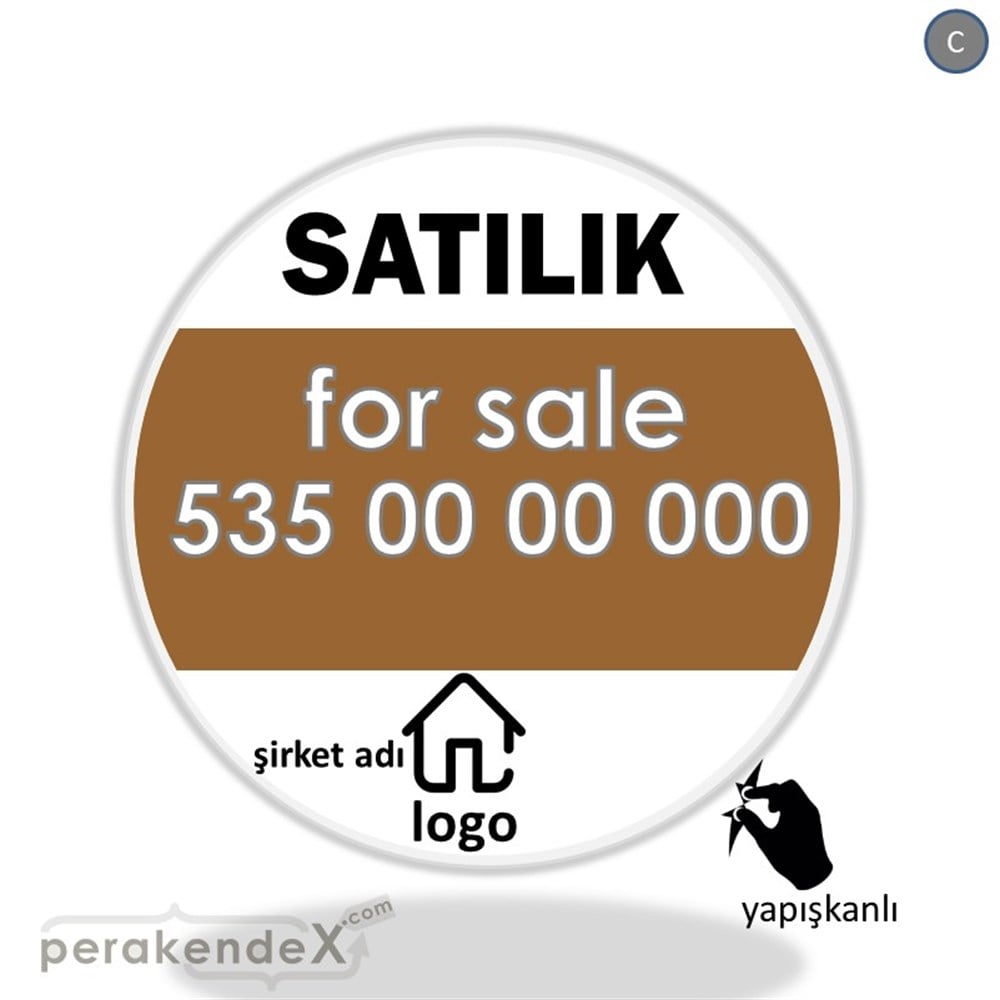 Satılık Yazısı 003 VİTRİN - CAM FOLYO,  VİNİL -oval,tek yön baskıvitrin - cam folyo,  vinil