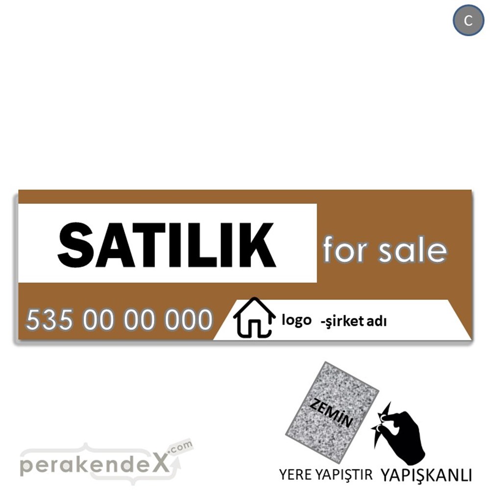 Satılık Yazısı 003 YER - ZEMİN FOLYO,  VİNİL (BANNER) -dikdörtgen,tek yön baskıyer - zemin folyo,  vinil