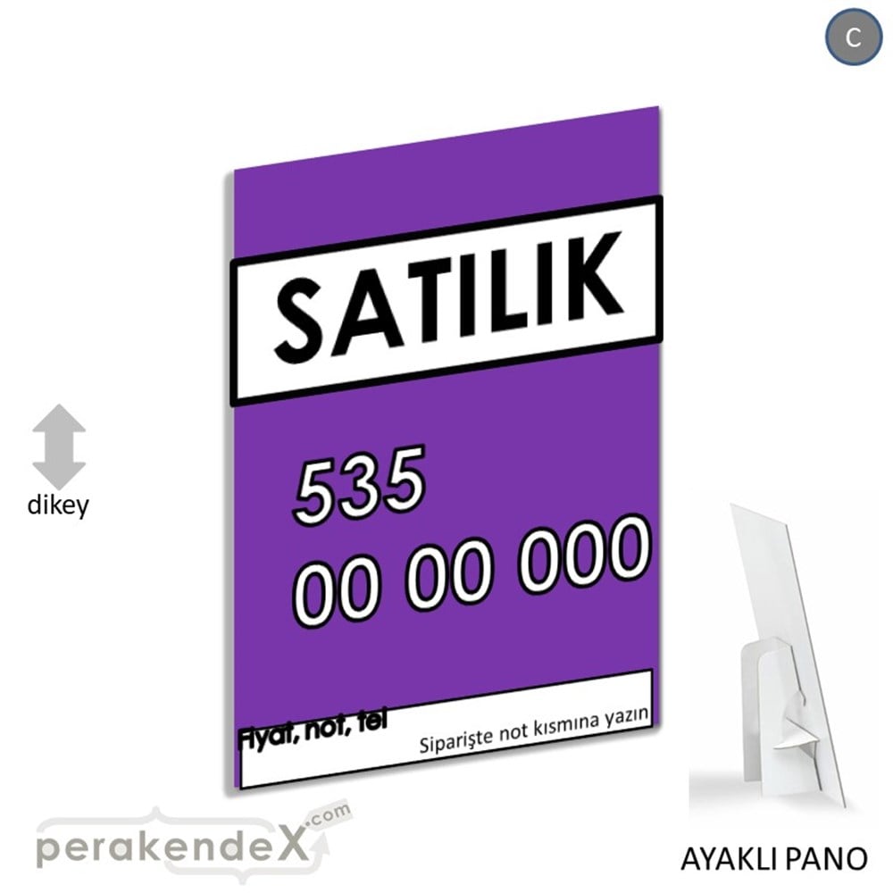 Satılık Yazısı 005 KARTON AYAKLI POSTER,  PANO -dikdörtgen,tek yön baskıkarton ayaklı poster,  pano