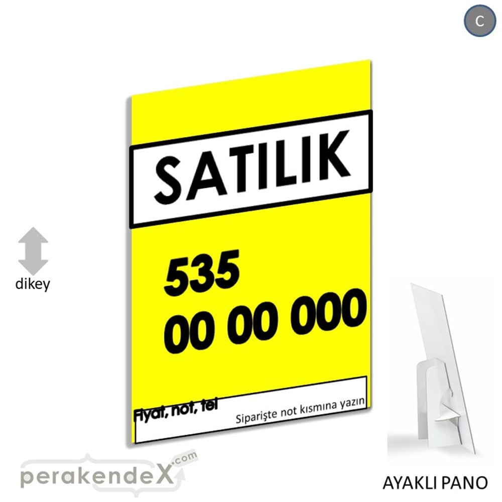 Satılık Yazısı 005 KARTON AYAKLI POSTER,  PANO -dikdörtgen,tek yön baskıkarton ayaklı poster,  pano