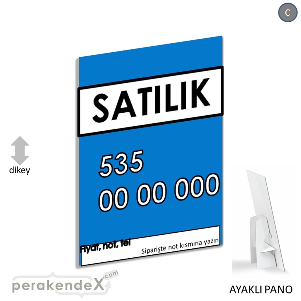 Satılık Yazısı 005 KARTON AYAKLI POSTER,  PANO -dikdörtgen,tek yön baskıkarton ayaklı poster,  pano