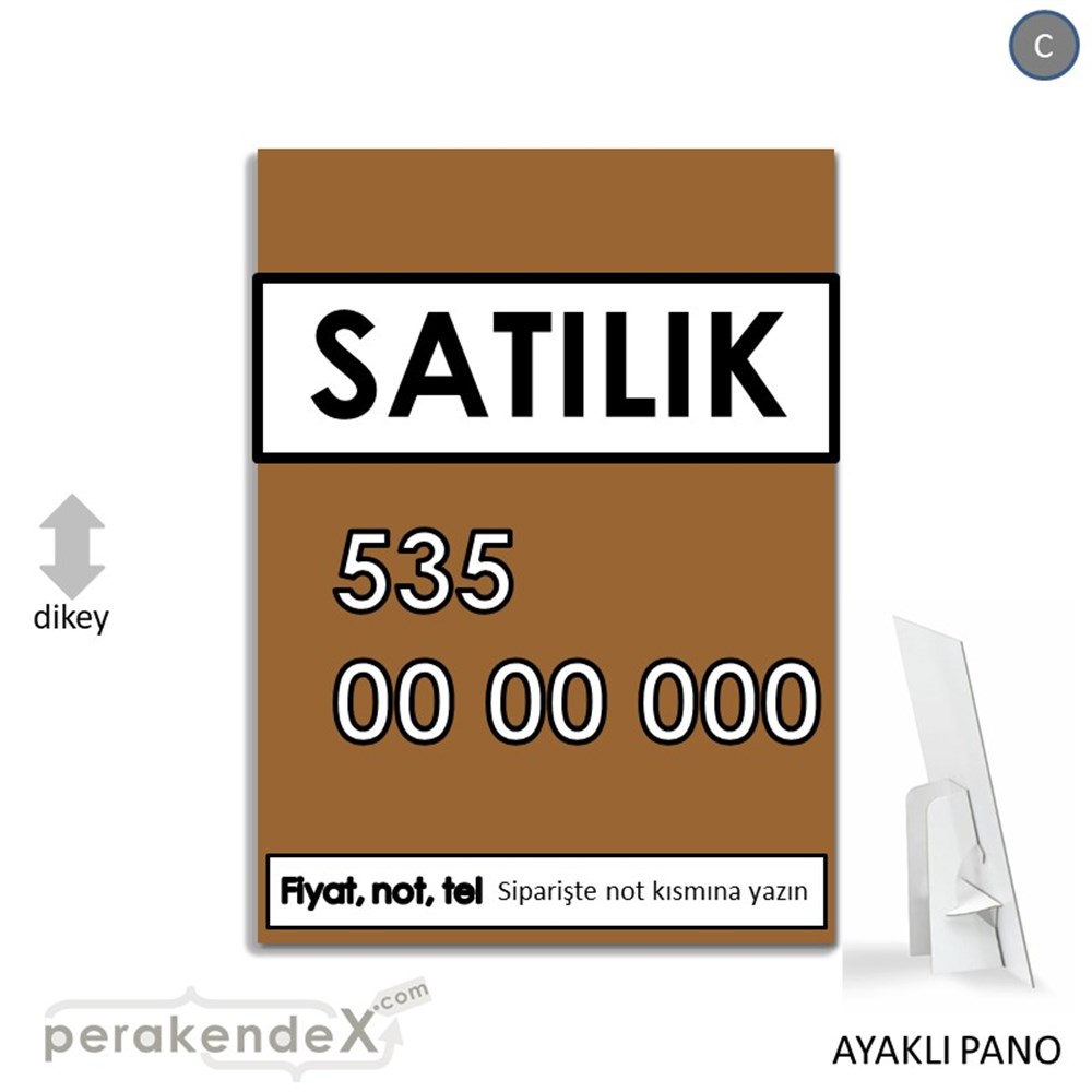 Satılık Yazısı 005 KARTON AYAKLI POSTER,  PANO -dikdörtgen,tek yön baskıkarton ayaklı poster,  pano