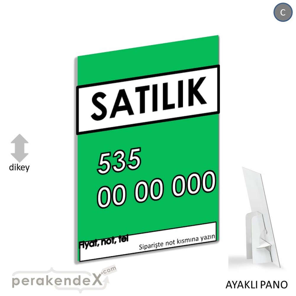 Satılık Yazısı 005 KARTON AYAKLI POSTER,  PANO -dikdörtgen,tek yön baskıkarton ayaklı poster,  pano