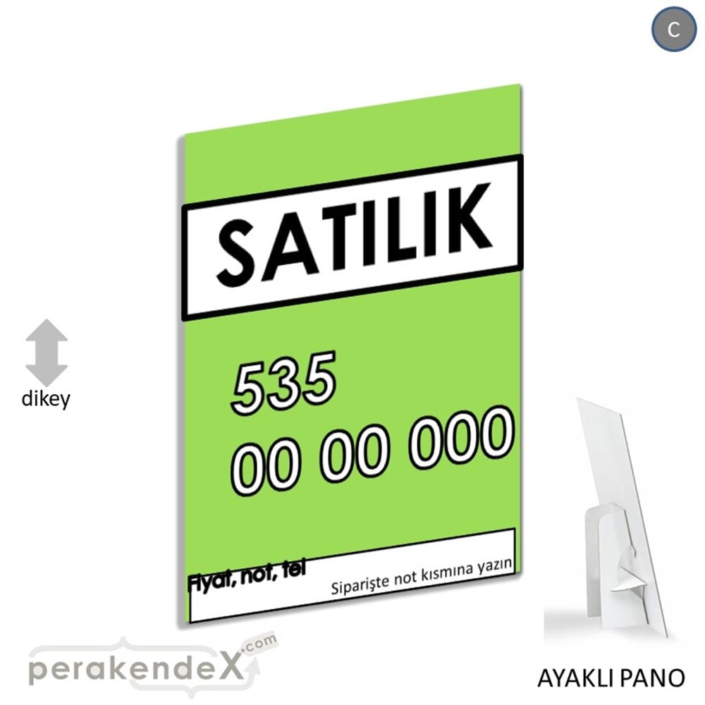 Satılık Yazısı 005 KARTON AYAKLI POSTER,  PANO -dikdörtgen,tek yön baskıkarton ayaklı poster,  pano