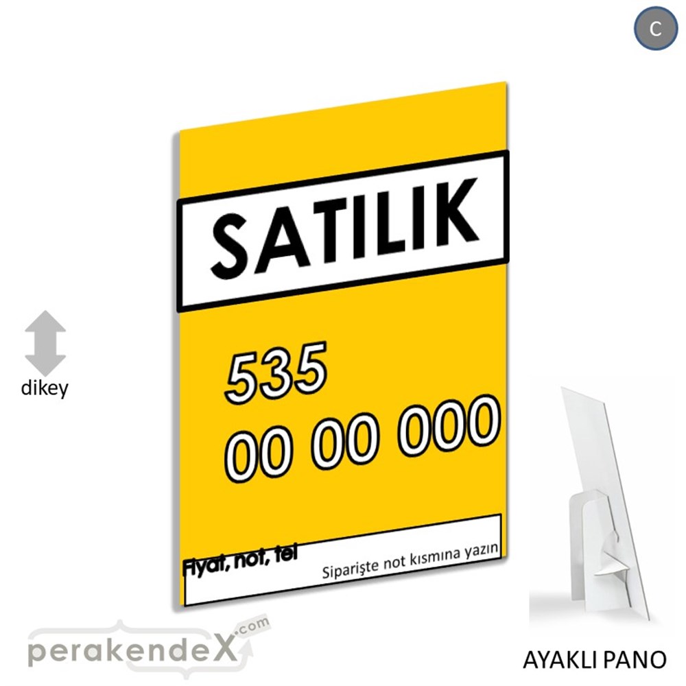 Satılık Yazısı 005 KARTON AYAKLI POSTER,  PANO -dikdörtgen,tek yön baskıkarton ayaklı poster,  pano