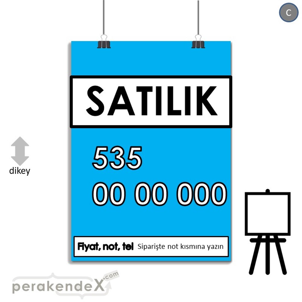Satılık Yazısı 005 SERT PLASTİK POSTER,  AFİŞ -dikdörtgen,tek yön baskısert plastik poster,  afiş