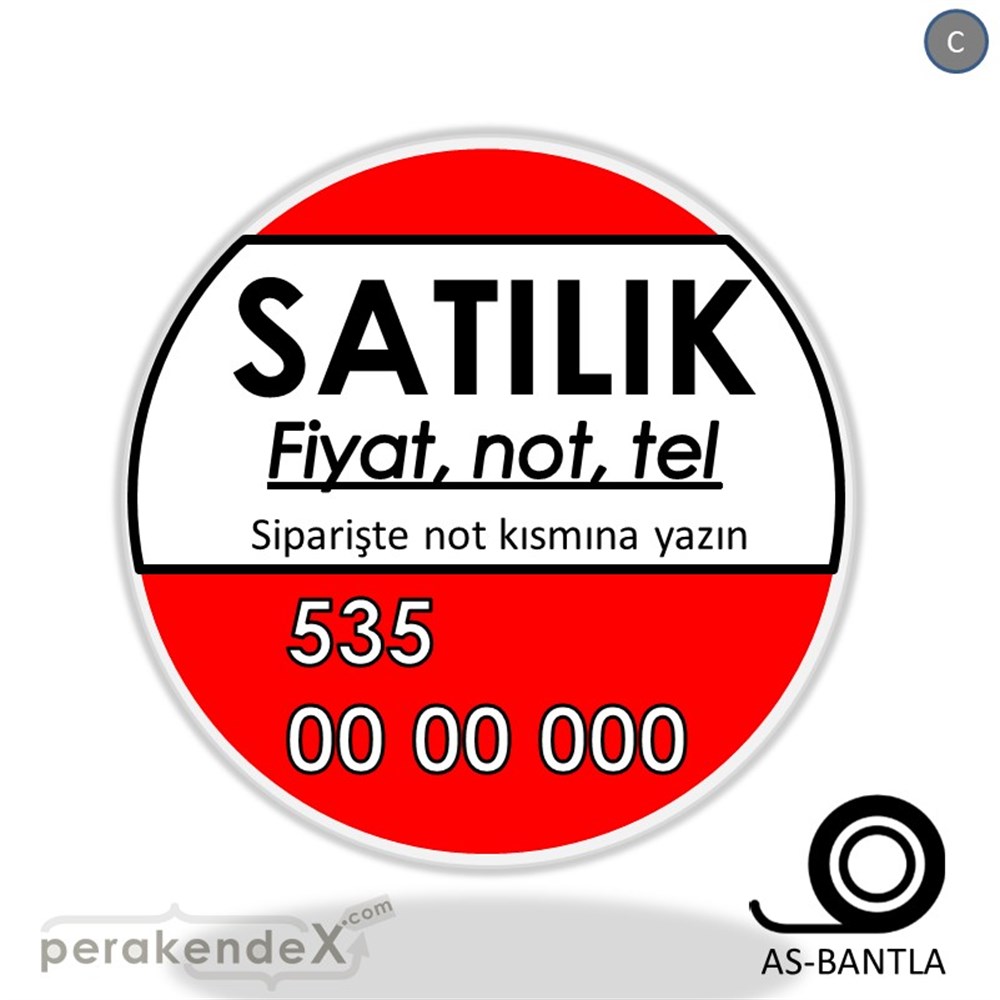 Satılık Yazısı 005 SERT PLASTİK POSTER,  AFİŞ -oval,tek yön baskısert plastik poster,  afiş