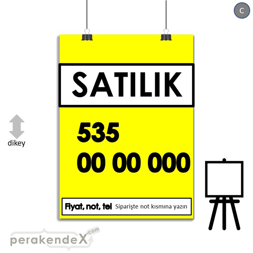 Satılık Yazısı 005 SERT PLASTİK POSTER,  AFİŞ -dikdörtgen,tek yön baskısert plastik poster,  afiş