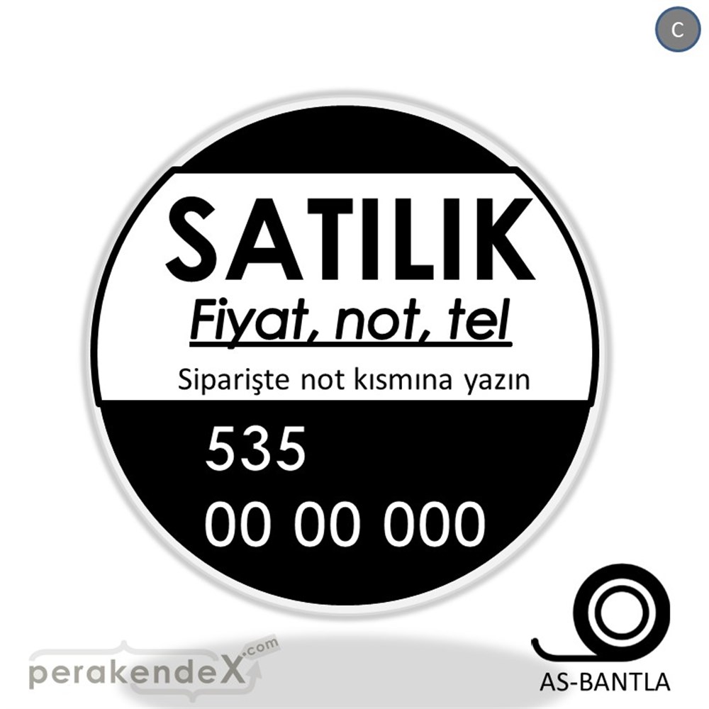 Satılık Yazısı 005 SERT PLASTİK POSTER,  AFİŞ -oval,tek yön baskısert plastik poster,  afiş