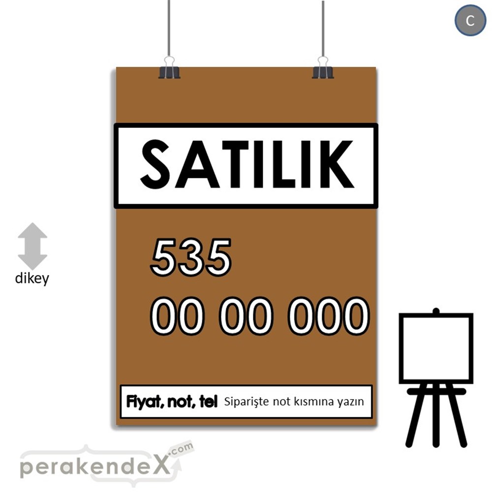 Satılık Yazısı 005 SERT PLASTİK POSTER,  AFİŞ -dikdörtgen,tek yön baskısert plastik poster,  afiş