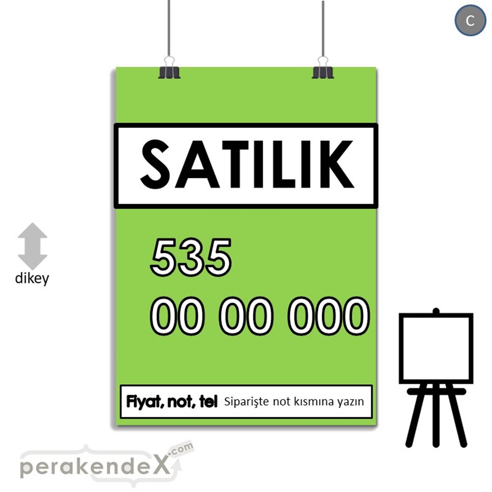Satılık Yazısı 005 SERT PLASTİK POSTER,  AFİŞ -dikdörtgen,tek yön baskısert plastik poster,  afiş